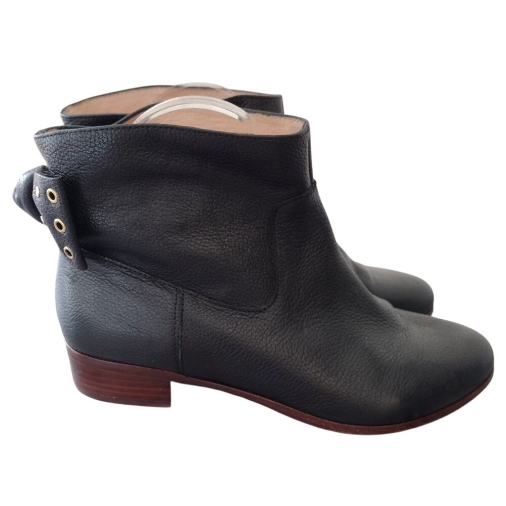 Kate Spade Prospect Too Black Pebble Leather Grommet Bow Ankle Boots Women 7M